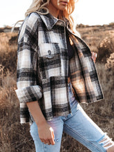 Load image into Gallery viewer, Pocketed Plaid Button Down Long Sleeve Shacket