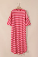 Load image into Gallery viewer, Pocketed Striped Half Sleeve Tee Dress