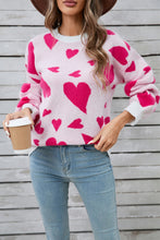 Load image into Gallery viewer, Angel Wings Heart Contrast Round Neck Long Sleeve Sweater