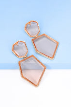 Load image into Gallery viewer, Geometrical Shape Zinc Alloy Frame Resin Dangle Earrings