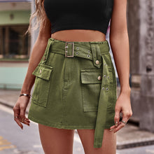 Load image into Gallery viewer, Belted Denim Shorts with Pockets