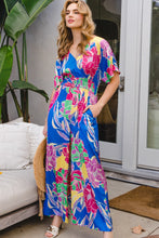 Load image into Gallery viewer, ODDI Full Size Floral Smocked Tied Back Jumpsuit