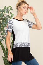 Load image into Gallery viewer, Celeste Full Size Open Tie Sleeve Leopard Color Blocked Top