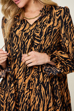 Load image into Gallery viewer, Double Take Full Size Printed Ruffle Hem Long Sleeve Dress