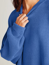 Load image into Gallery viewer, Double Take Side Slit Round Neck Long Sleeve Sweater