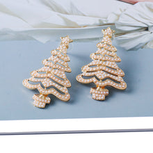 Load image into Gallery viewer, Rhinestone Alloy Christmas Tree Earrings