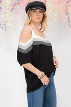 Load image into Gallery viewer, Celeste Full Size Striped Cold Shoulder Top