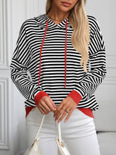 Load image into Gallery viewer, Mandy Striped Long Sleeve Hooded Knit Top