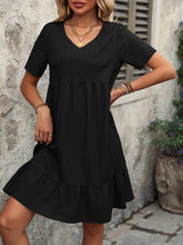 Load image into Gallery viewer, V-Neck Short Sleeve Mini Dress