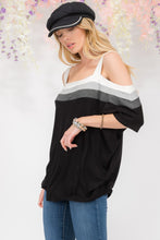 Load image into Gallery viewer, Celeste Full Size Striped Cold Shoulder Top