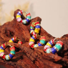 Load image into Gallery viewer, Titanium Steel Enamel Hoop Earrings