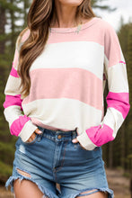Load image into Gallery viewer, Contrast Color Block Round Neck Long Sleeve Top