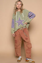 Load image into Gallery viewer, POL Star Patchwork Raw Edge French Terry Hoodie