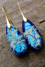 Load image into Gallery viewer, Handmade Teardrop Shape Natural Stone Dangle Earrings