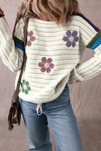 Load image into Gallery viewer, Flower Round Neck Long Sleeve Sweater