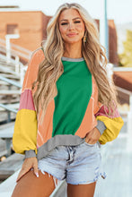 Load image into Gallery viewer, Color Block Round Neck Long Sleeve Top