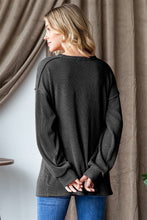Load image into Gallery viewer, Heimish Ribbed Exposed Seam Long Sleeve T-Shirt