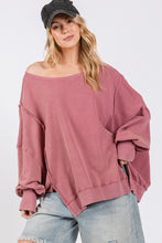 Load image into Gallery viewer, SAGE + FIG Mineral Wash Side Slit Oversized Sweatshirt