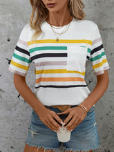 Load image into Gallery viewer, Striped Round Neck Short Sleeve T-Shirt