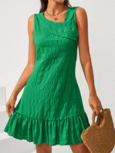 Load image into Gallery viewer, Ruffle Hem Asymmetrical Neck Sleeveless Dress
