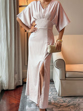 Load image into Gallery viewer, Devine Slit Animal Print V-Neck Half Sleeve Dress