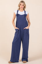 Load image into Gallery viewer, BOMBOM Knot Straps Wide Leg Ribbed Overalls with Pockets