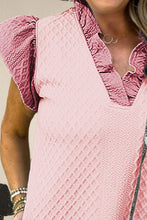 Load image into Gallery viewer, Ruffled V-Neck Cap Sleeve Mini Dress
