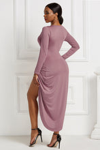 Load image into Gallery viewer, High-low Ruched Surplice Long Sleeve Dress