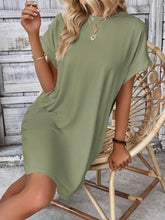 Load image into Gallery viewer, Round Neck Short Sleeve Mini Dress