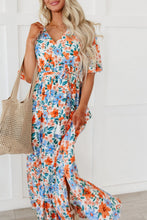 Load image into Gallery viewer, Tied Slit Printed Half Sleeve Maxi Dress