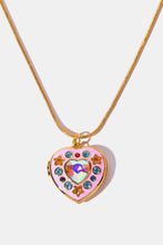 Load image into Gallery viewer, Rhinestone Decor Heart Box Pendant Necklace