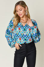 Load image into Gallery viewer, Double Take Full Size Printed Balloon Sleeve Blouse