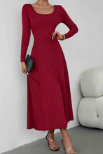 Load image into Gallery viewer, Scoop Neck Long Sleeve Lace-Up Maxi Dress