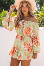 Load image into Gallery viewer, Floral Off-Shoulder Flare Sleeve Romper