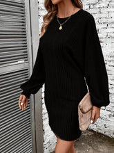 Load image into Gallery viewer, Ribbed Round Neck Long Sleeve Dress