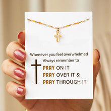 Load image into Gallery viewer, Inlaid Zircon 18K Gold-Plated Cross Bead Necklace