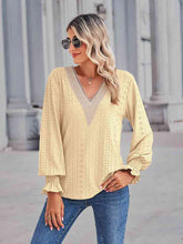 Load image into Gallery viewer, V-Neck Eyelet Flounce Sleeve Blouse