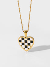 Load image into Gallery viewer, Checkerboard Heart Pendant Chain Necklace