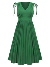 Load image into Gallery viewer, Pleated V-Neck Sleeveless Midi Dress
