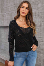 Load image into Gallery viewer, Lace Detail Openwork Knit Top