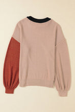 Load image into Gallery viewer, Contrast Round Neck Dropped Shoulder Sweater