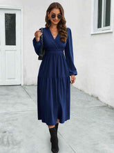 Load image into Gallery viewer, Surplice Neck Long Sleeve Midi Dress