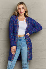 Load image into Gallery viewer, Plaid Fringe Trim Open Front Longline Cardigan