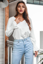 Load image into Gallery viewer, Flounce Cuff Lace Detail V-Neck Blouse