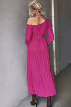 Load image into Gallery viewer, Belted One-Shoulder Tiered Maxi Dress
