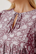 Load image into Gallery viewer, Floral Tie Neck Ruched Babydoll Dress