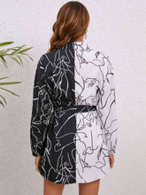 Load image into Gallery viewer, Printed Tie Waist Shirt Dress