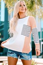 Load image into Gallery viewer, Striped Color Block Waffle-Knit Top