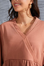 Load image into Gallery viewer, V-Neck Exposed Seams Balloon Sleeve Top