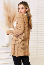 Load image into Gallery viewer, Woven Right Openwork Horizontal Ribbing Open Front Cardigan